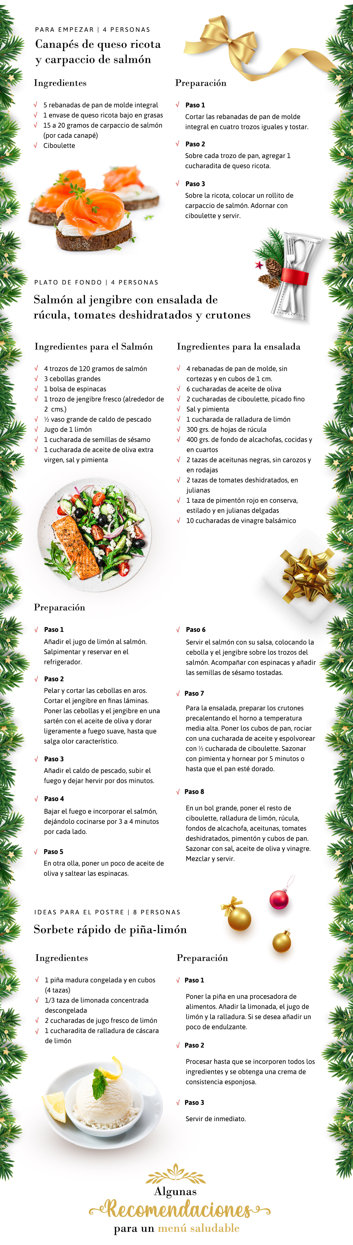 menu saludable para cena de navidad